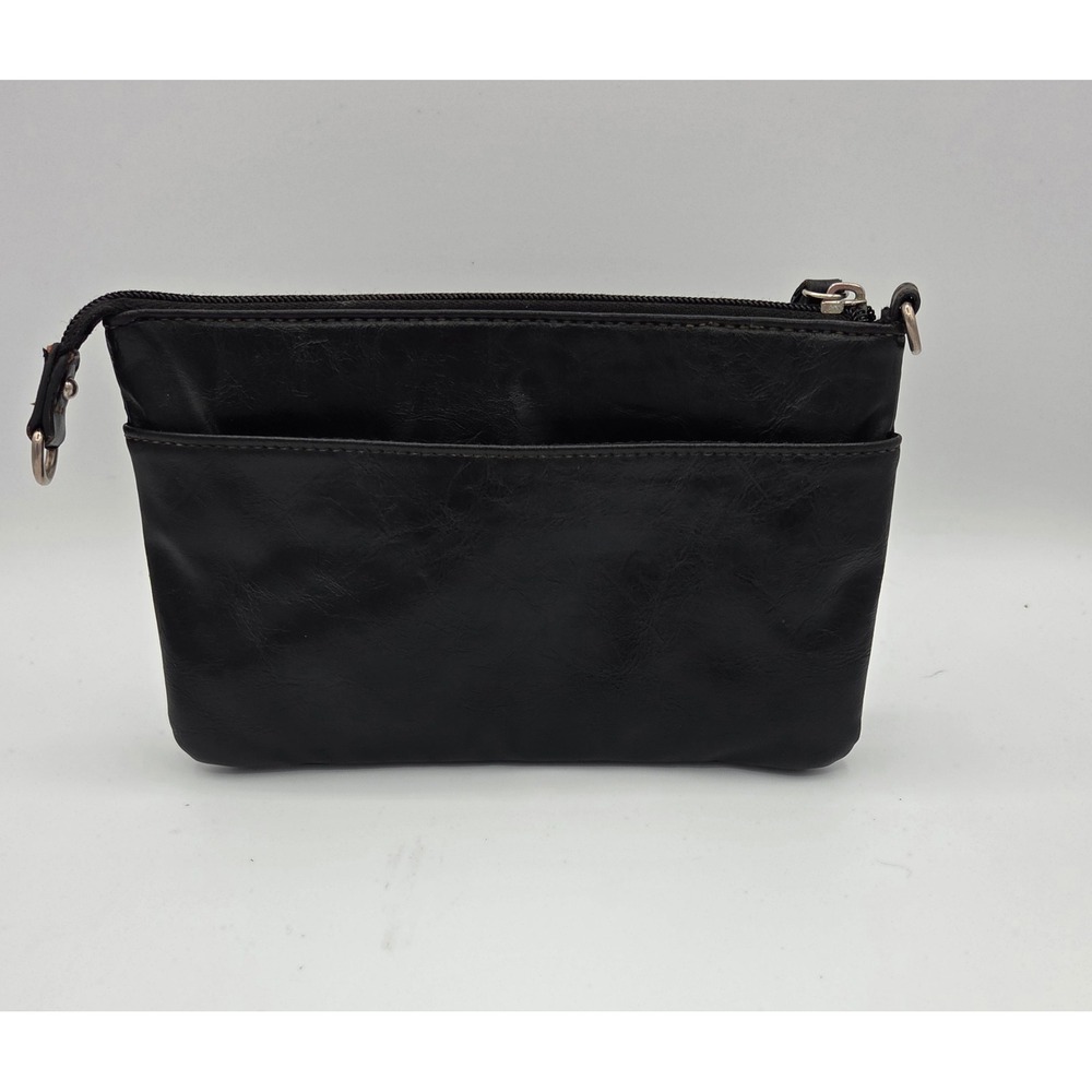 Relic by Fossil Black Faux Leather Multi Zip Pouch Bag Organizer - Picture 2 of 9